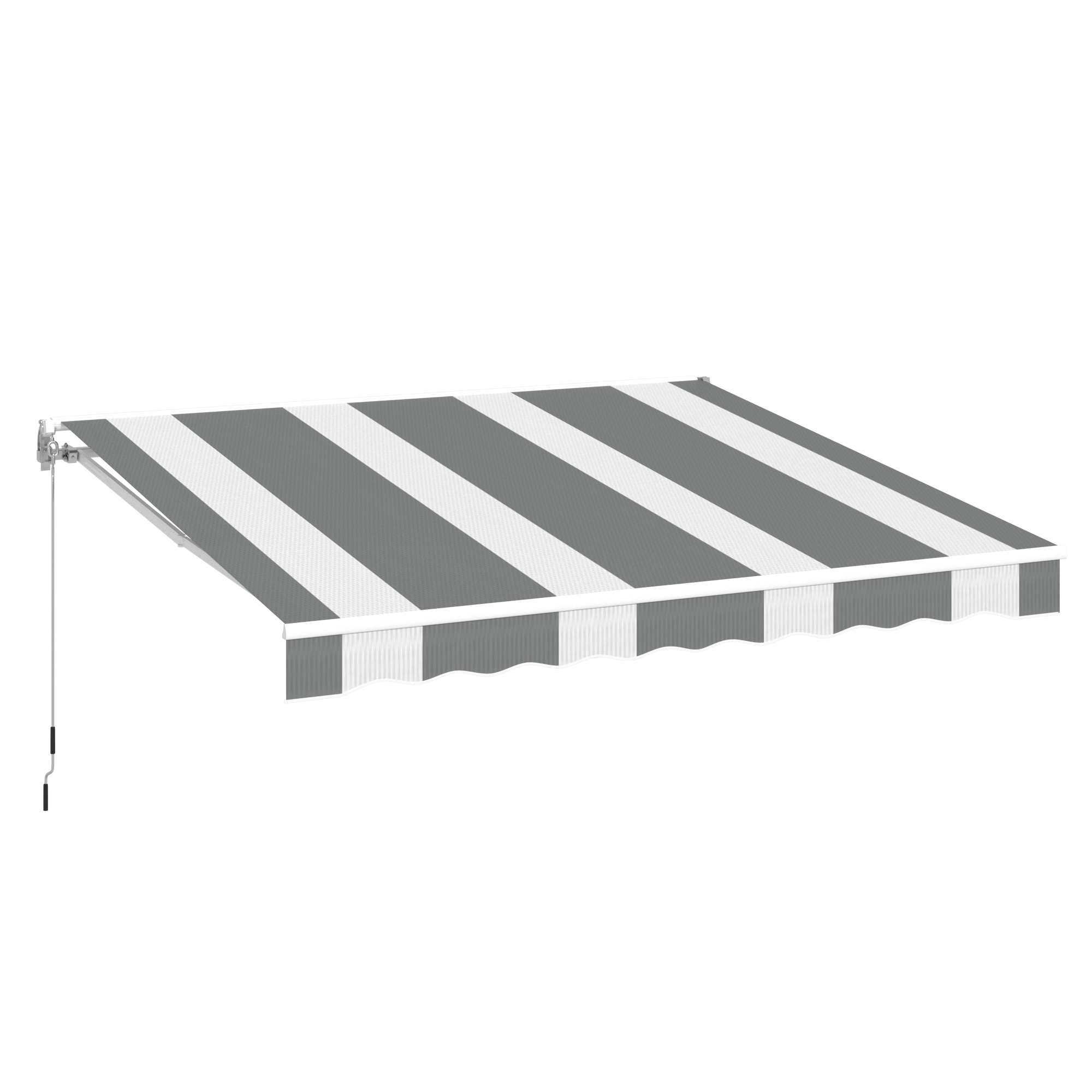 YODOLLA 13'x8' retractable awning, gray stripes.